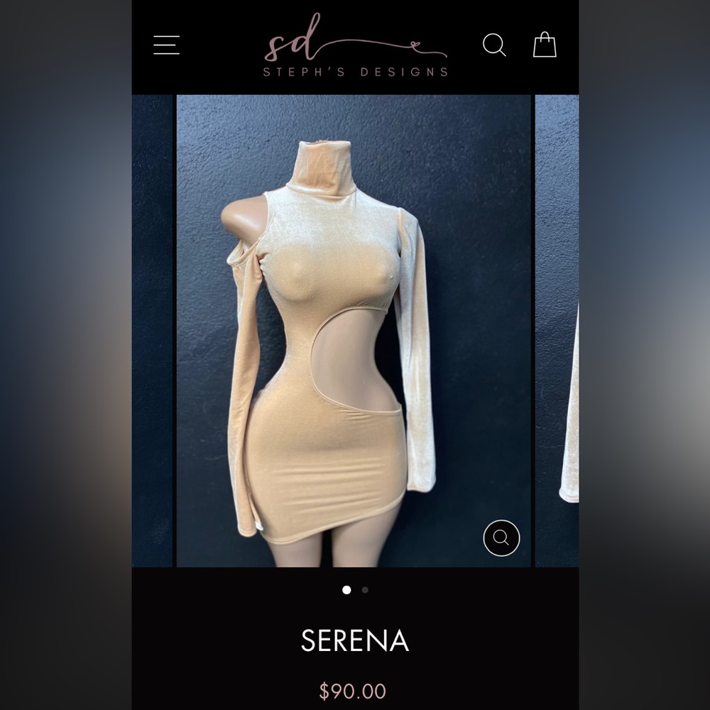 Nude velvet dress by Steph Design